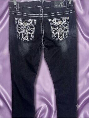 Vintage Y2K McBling Fleur De Lis Bootcut Jeans size 32/29”